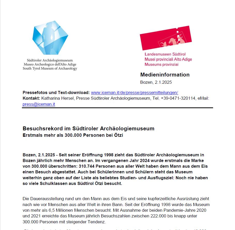 download Presseinformation (109 KB) (c) Südtiroler Archäologiemuseum